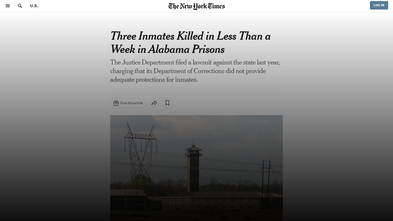 Three Inmates Killed in Less Than a Week in Alabama Prisons